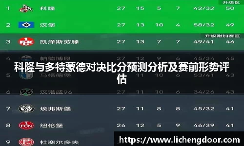 科隆与多特蒙德对决比分预测分析及赛前形势评估